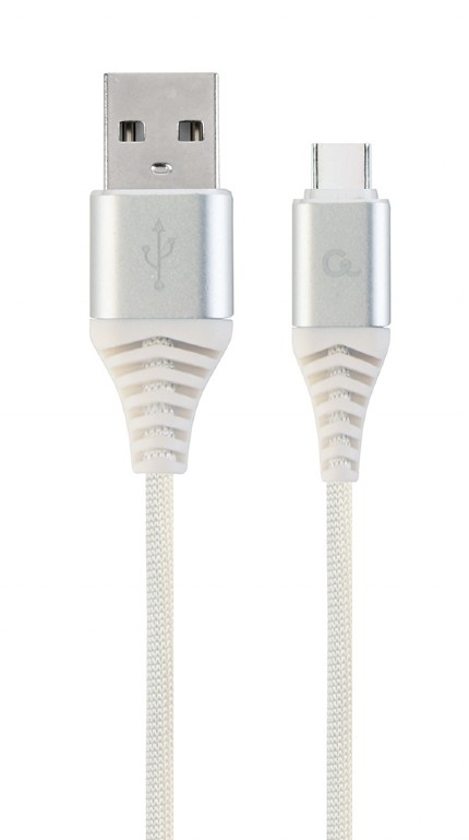 Cablexpert Cavo Type-C e USB intrecciato in cotone 1 m, bianco