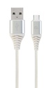 Cablexpert Cavo Type-C e USB intrecciato in cotone 1 m, bianco