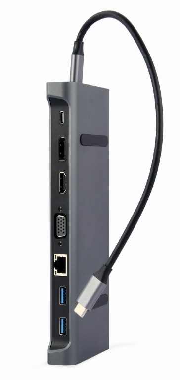 Cablexpert Add. multiporta 9-in-1 USB Type-C (Hub3.0 + HDMI + DisplayPort + VGA + PD + LAN + stereo audio)