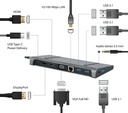 Cablexpert Add. multiporta 9-in-1 USB Type-C (Hub3.0 + HDMI + DisplayPort + VGA + PD + LAN + stereo audio)