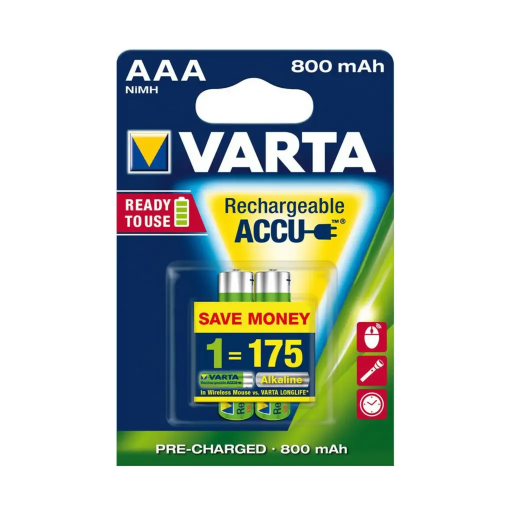 Varta Ministilo ricaricabili AAA 800mAh, Bl2 pz