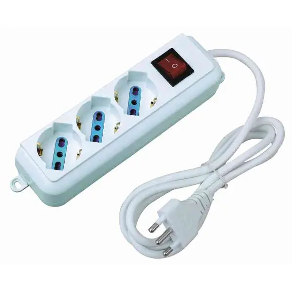 Multipresa a 3 vie Schuko/Bipasso con tasto ON/OFF 1,5m