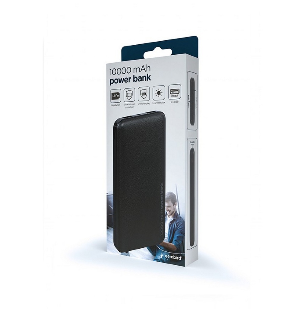 Gembird Powerbank 10000 nero Micro usb/Type-C