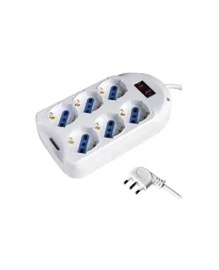 Multipresa 6 Schuko/Bipasso spina salvaspazio con interuttore 10A 1,5m