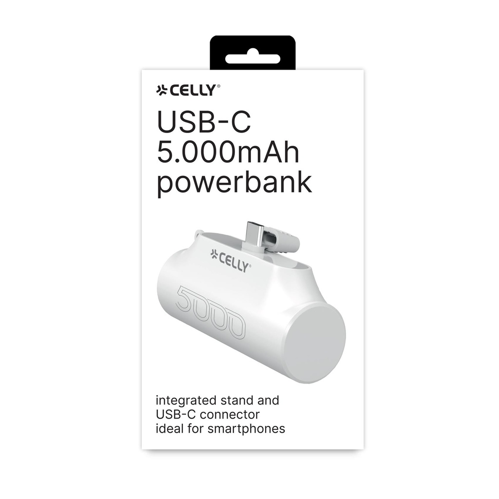 Celly Powerbank Compact 5.000mAh, Bianco