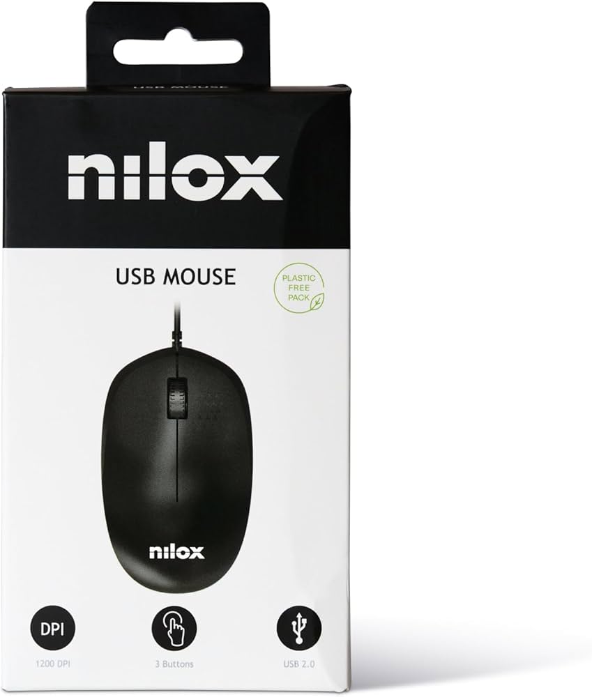 Nilox Mouse USB 3 tasti 1200DPI, Nero