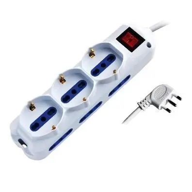 Multipresa a 9 vie 3 Shuko e 6 Bipasso 16A con interruttore, 1,5m