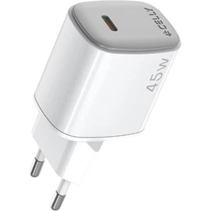 Celly Caricabatteria da rete con porta USB-C, tecnologia GaN, potenza massima 45 Watt