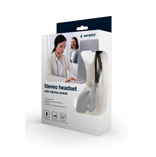 [MHS-123] Gembird Cuffia stereo con microfono flessibile, colore nero