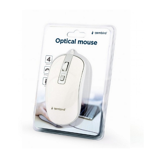 [MUS-4B-06-WS] Gembird Mouse HD con cavo usb 1200 dpi 4 tasti, bianco/argento