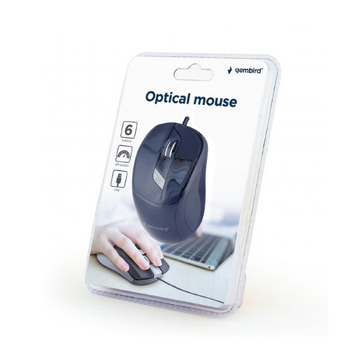 [MUS-6B-01] Gembird Mouse usb HD 6 tasti 1600 Dpi ,nero