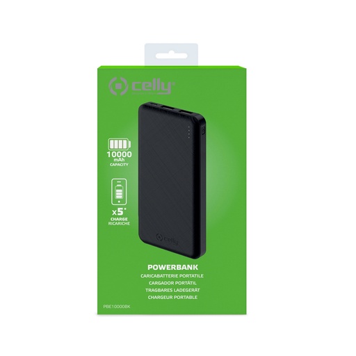 [PBE10000CBK] Celly Powerbank 10000 Mha 2.1a, nero