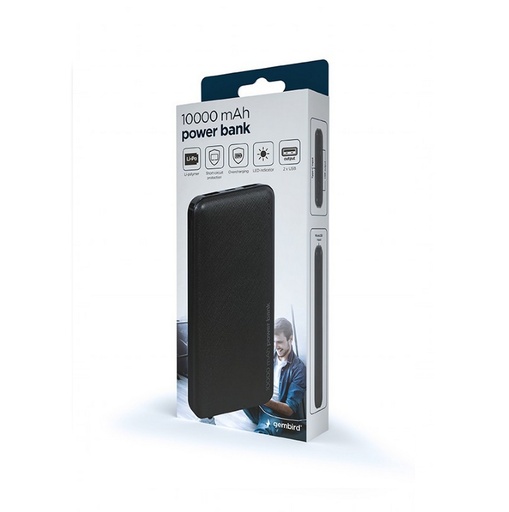 [PB10-02] Gembird Powerbank 10000 nero Micro usb/Type-C