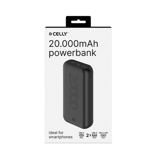 [PBE20000CBK] Celly Powerbank 20000 Mha 2.1a, nero