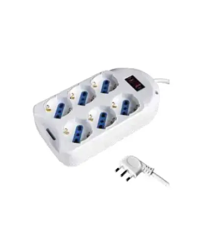 [ES092] Multipresa 6 Schuko/Bipasso spina salvaspazio con interuttore 10A 1,5m