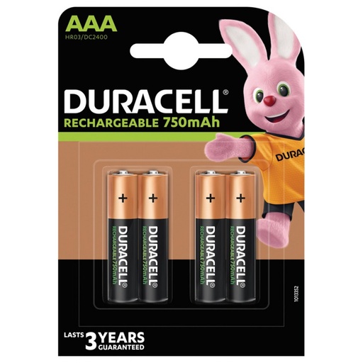 [HR03750MHA] Duracell Ministilo AAA Ricaricabili 750mha Bl4