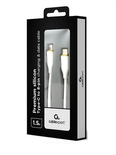 [CC-USB2S-CM8PM-1.5M-W] Cablexpert Cavo di ricarica e dati USB Type-C a 8 pin Lighting, 1,5 m, bianco