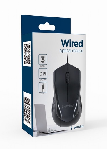 [MUS-3B-02] Gembird Mouse ottico 3 tasti 1000dpi , nero
