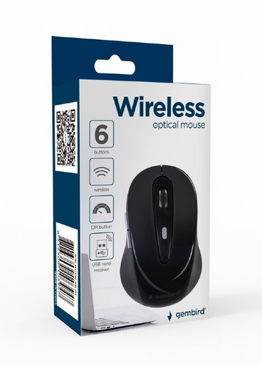 [MUSW-6B-01] Gembird Wireless mouse 6 tasti 1600 dpi, nero