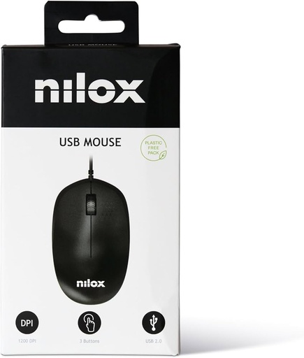 [MOUSB1012] Nilox Mouse USB 3 tasti 1200DPI, Nero