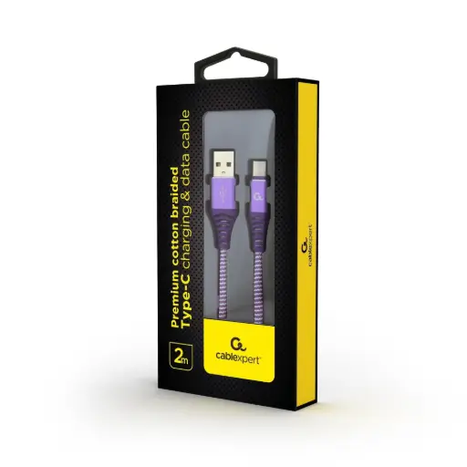 [CC-USB2B-AMCM-2M-PW] Cablexpert Cavo dati e di ricarica premium type-c 2m, cotone purple