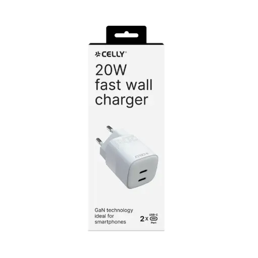 [TC2USBC20WEVOWH] Celly Alimentatore 20W 2 - ingressi Type-C