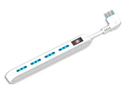 [ES119] Multipresa salva spazio 4 Bipasso con interruttore Bianca 10A, 1,5M