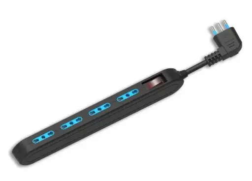 [ES120] Multipresa salva spazio 4 Bipasso con interruttore Nero 10A, 1,5M