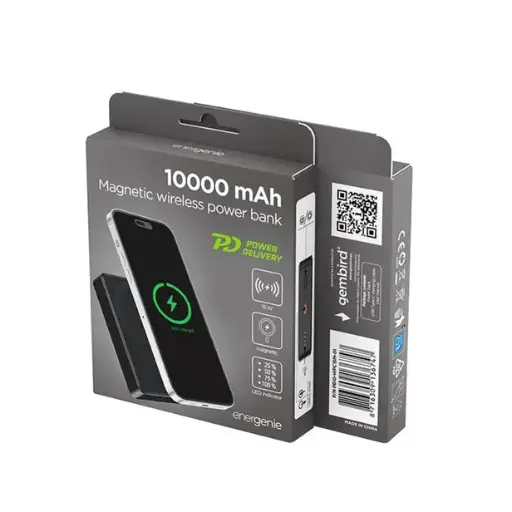 [PB10-WPC15M-01] Gembird Powerbank wireless magnetico da 15 W, 10000 mAh, nero